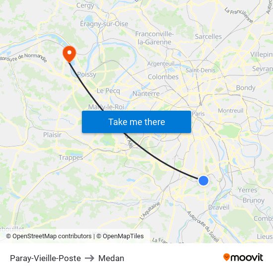 Paray-Vieille-Poste to Medan map