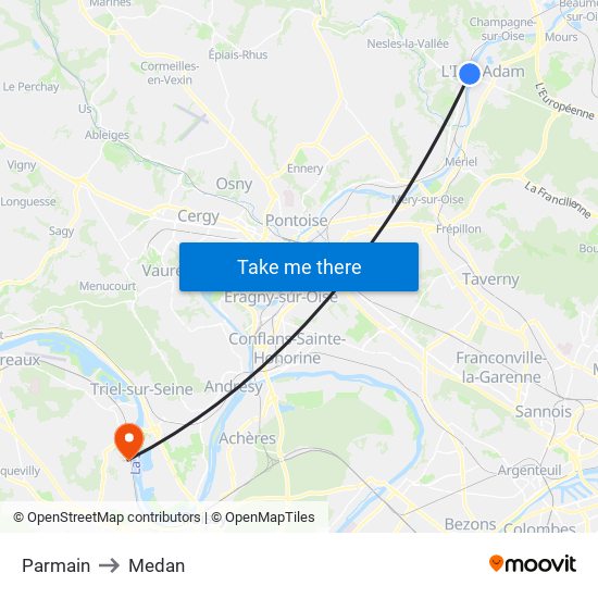 Parmain to Medan map