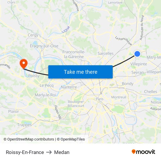 Roissy-En-France to Medan map