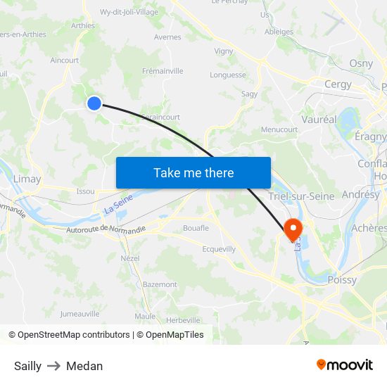 Sailly to Medan map