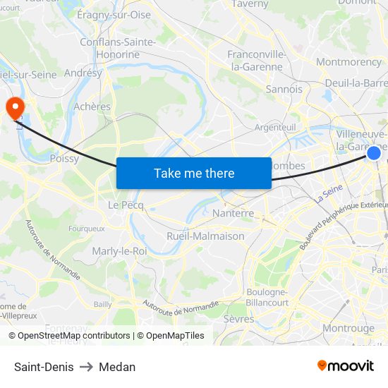 Saint-Denis to Medan map