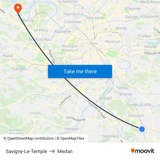 Savigny-Le-Temple to Medan map