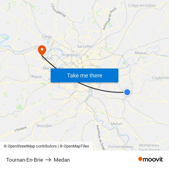 Tournan-En-Brie to Medan map