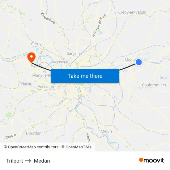 Trilport to Medan map