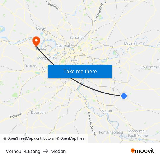 Verneuil-L'Etang to Medan map