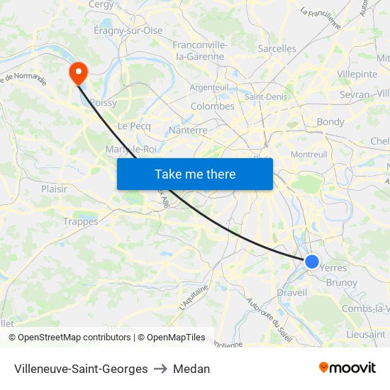 Villeneuve-Saint-Georges to Medan map