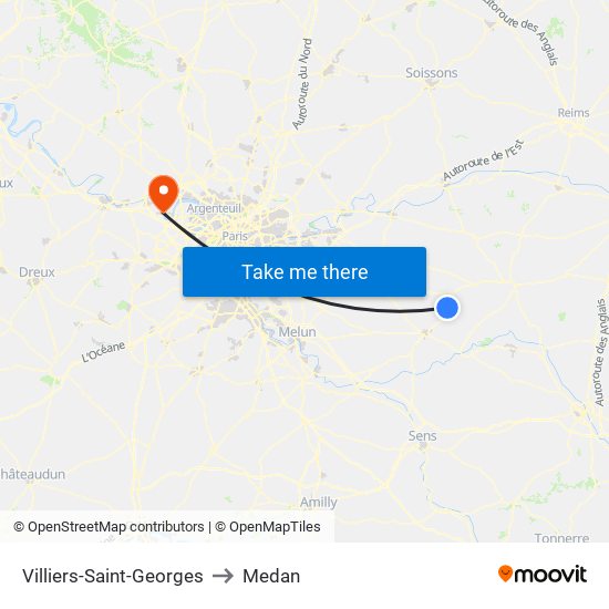 Villiers-Saint-Georges to Medan map