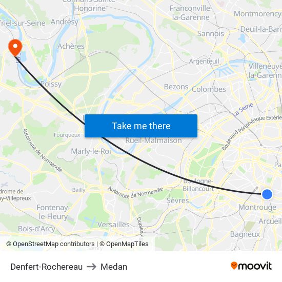 Denfert-Rochereau to Medan map
