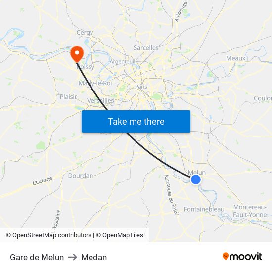 Gare de Melun to Medan map