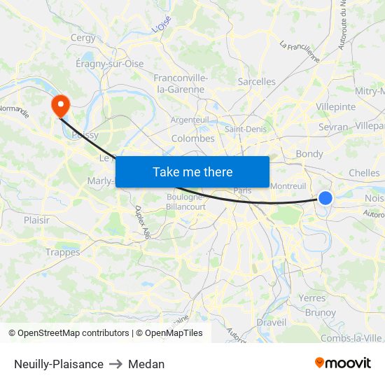 Neuilly-Plaisance to Medan map