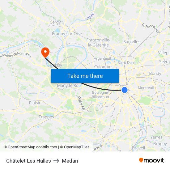 Châtelet Les Halles to Medan map