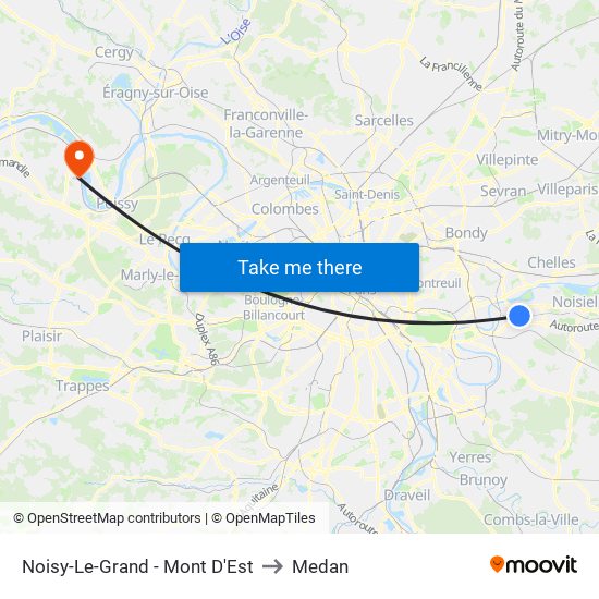 Noisy-Le-Grand - Mont D'Est to Medan map