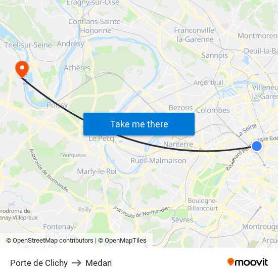 Porte de Clichy to Medan map