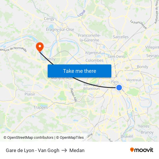 Gare de Lyon - Van Gogh to Medan map