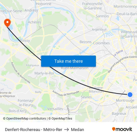 Denfert-Rochereau - Métro-Rer to Medan map