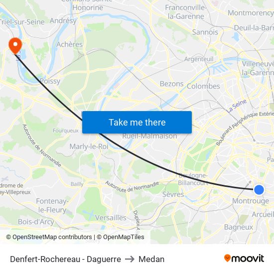 Denfert-Rochereau - Daguerre to Medan map