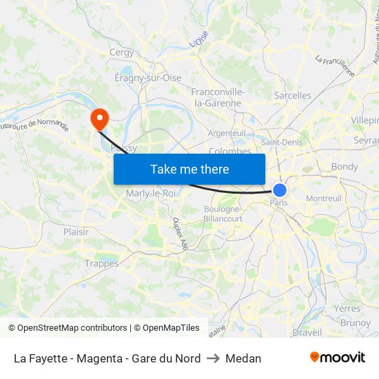 La Fayette - Magenta - Gare du Nord to Medan map