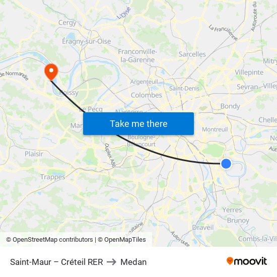 Saint-Maur – Créteil RER to Medan map