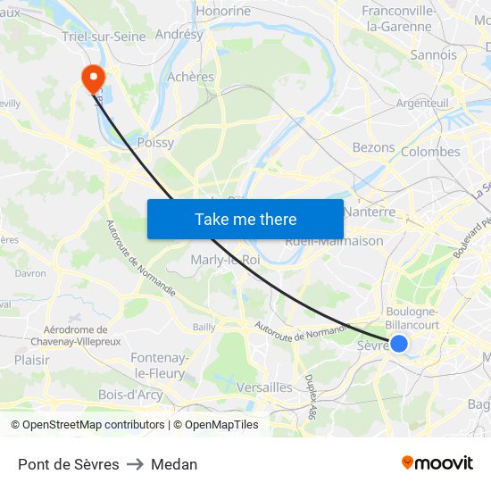 Pont de Sèvres to Medan map