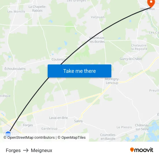 Forges to Meigneux map