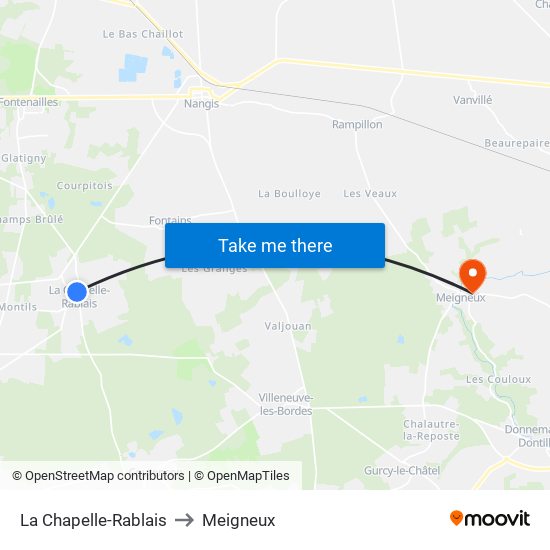 La Chapelle-Rablais to Meigneux map