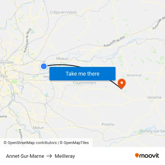 Annet-Sur-Marne to Meilleray map