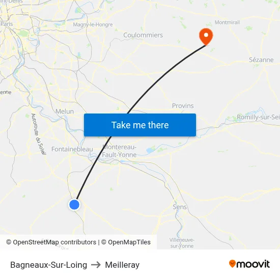 Bagneaux-Sur-Loing to Meilleray map