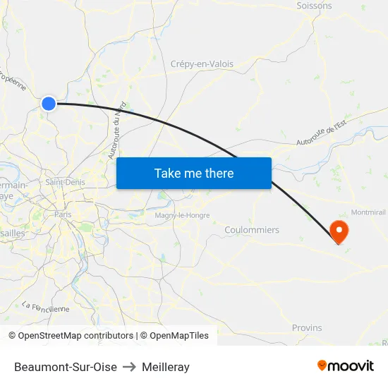 Beaumont-Sur-Oise to Meilleray map