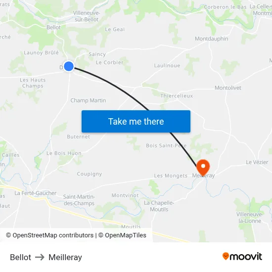Bellot to Meilleray map