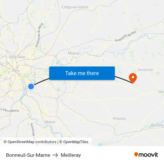 Bonneuil-Sur-Marne to Meilleray map