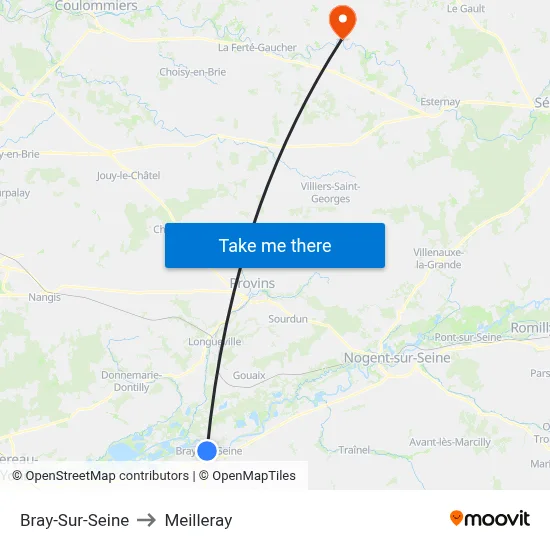Bray-Sur-Seine to Meilleray map