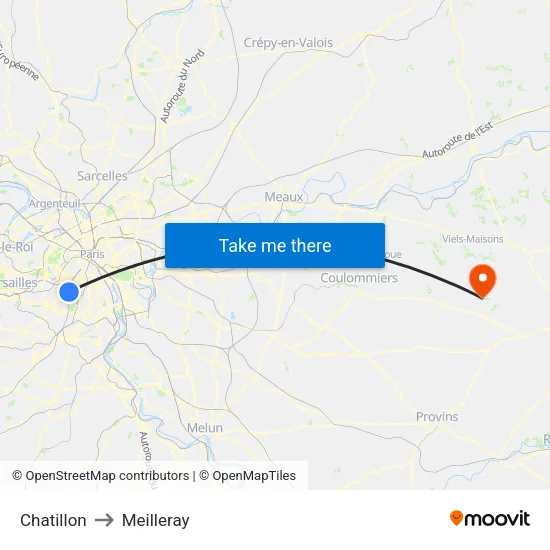 Chatillon to Meilleray map