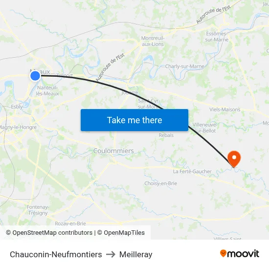 Chauconin-Neufmontiers to Meilleray map
