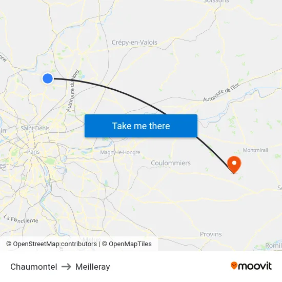 Chaumontel to Meilleray map