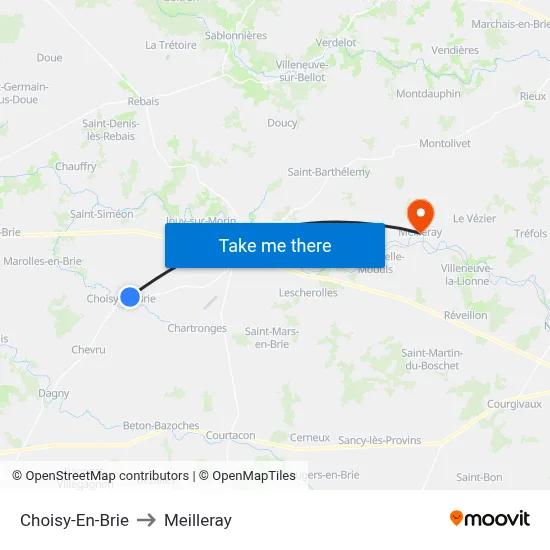 Choisy-En-Brie to Meilleray map