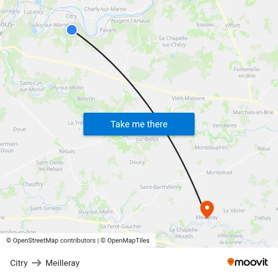 Citry to Meilleray map
