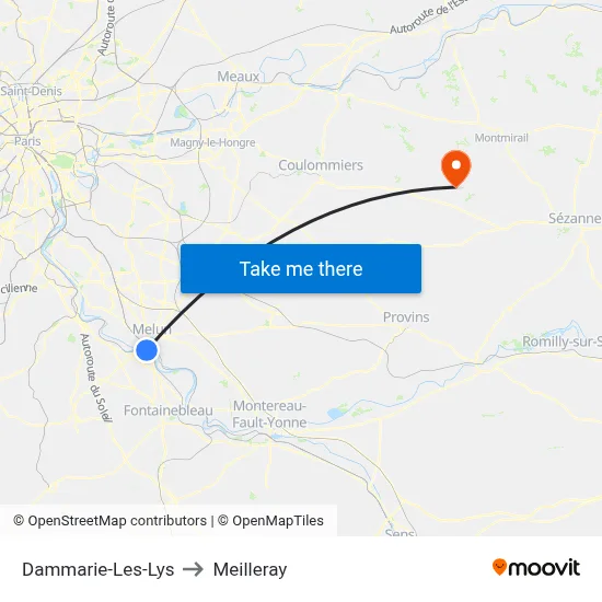 Dammarie-Les-Lys to Meilleray map