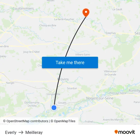 Everly to Meilleray map