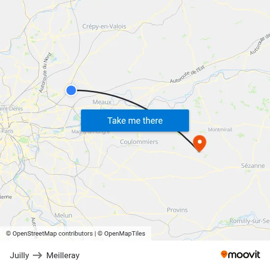 Juilly to Meilleray map