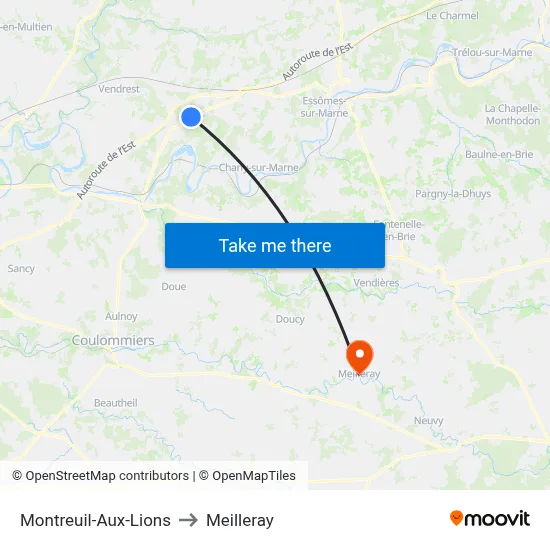 Montreuil-Aux-Lions to Meilleray map