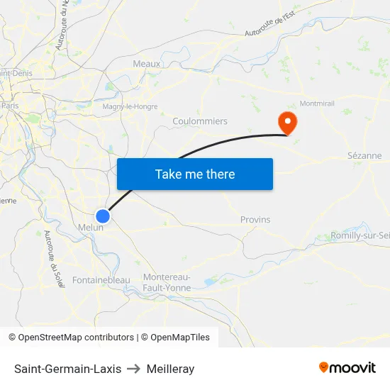 Saint-Germain-Laxis to Meilleray map