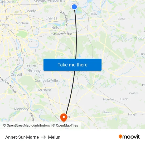 Annet-Sur-Marne to Melun map