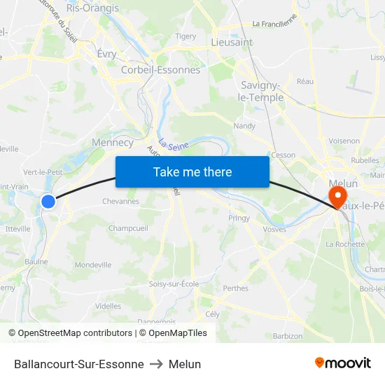 Ballancourt-Sur-Essonne to Melun map