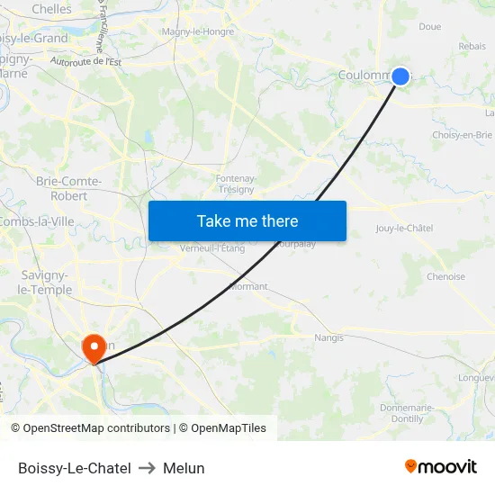 Boissy-Le-Chatel to Melun map