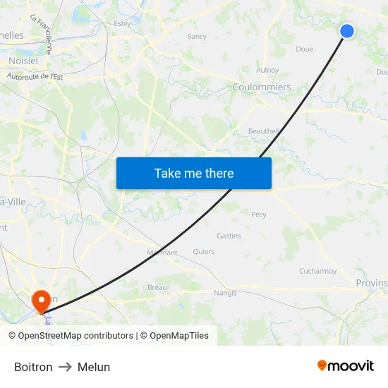 Boitron to Melun map