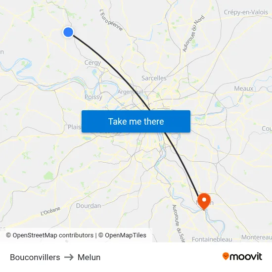 Bouconvillers to Melun map
