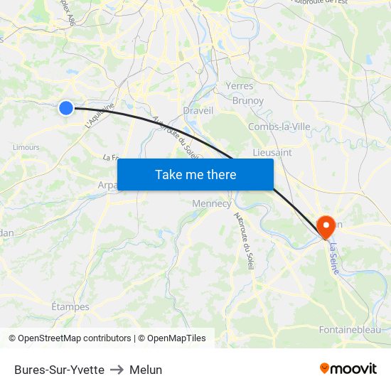 Bures-Sur-Yvette to Melun map