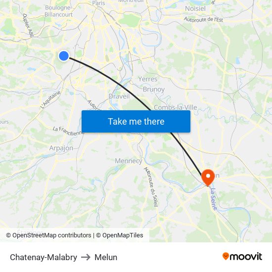 Chatenay-Malabry to Melun map