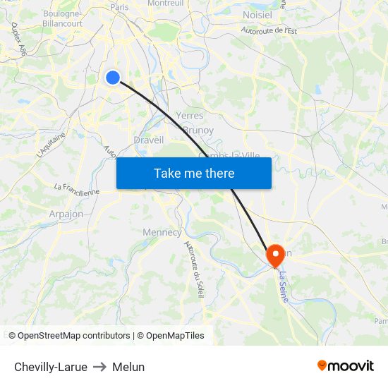 Chevilly-Larue to Melun map