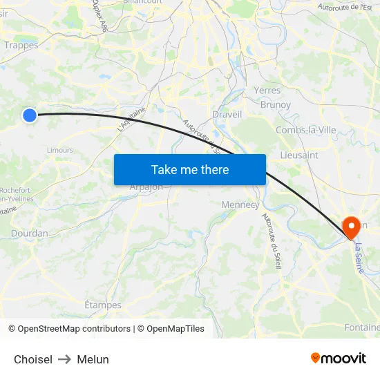 Choisel to Melun map